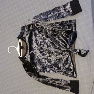 Art & Class satin shiny dark navy blue long sleeve top